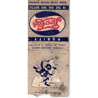 Pepsi Cola Walt Disney Designed Insignia No. 47 Vintage Matchbook Cover SF3-Y2