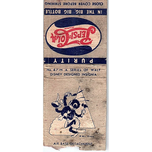 Pepsi Cola Walt Disney Designed Insignia No. 47 Vintage Matchbook Cover SF3-Y2