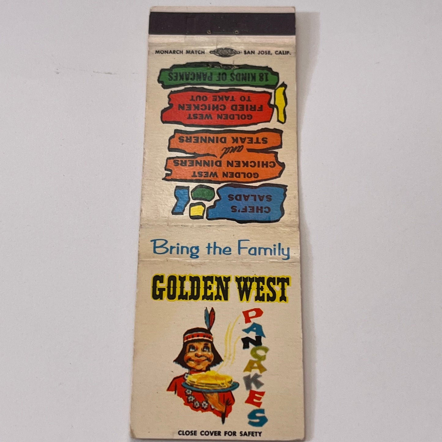 Golden West Pancakes Vintage Matchbook Cover TB6-MB1-15