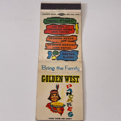Golden West Pancakes Vintage Matchbook Cover TB6-MB1-15