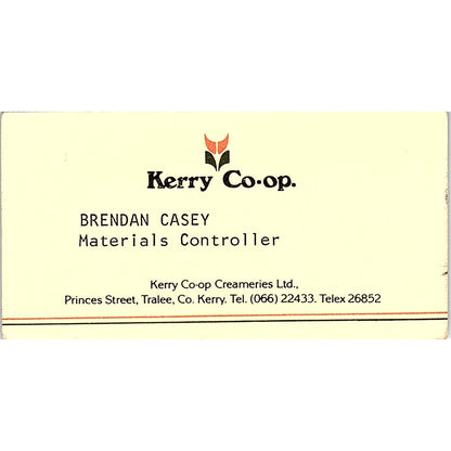 Kerry Co-op Brendan Casey Tralee Co Kerry Vintage Business Card SC9-B2
