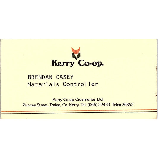 Kerry Co-op Brendan Casey Tralee Co Kerry Vintage Business Card SC9-B2