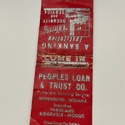 Peoples Loan & Trust Co Winchester IN Vintage Matchbook MB59-1