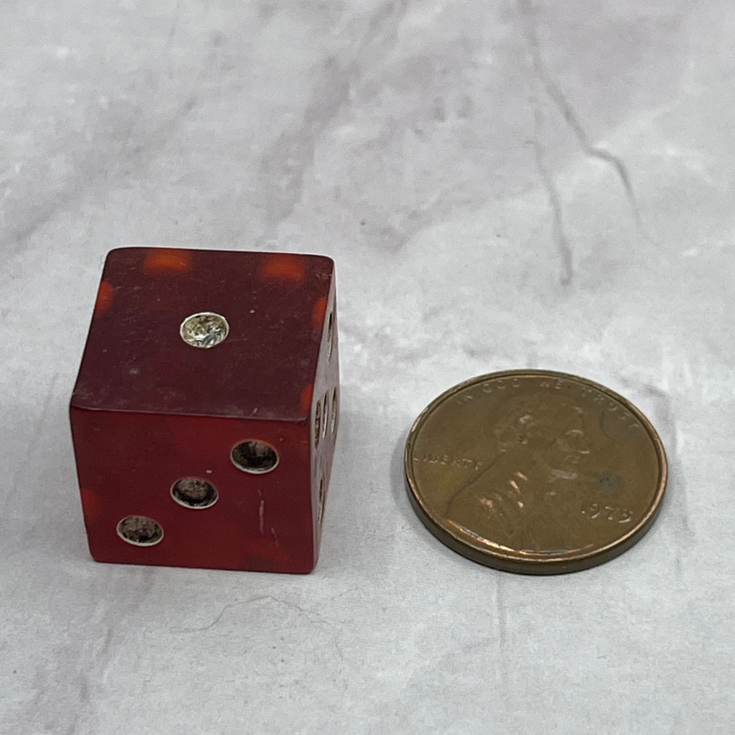 Vintage Red Bakelite Dice 1/2" SB7-2