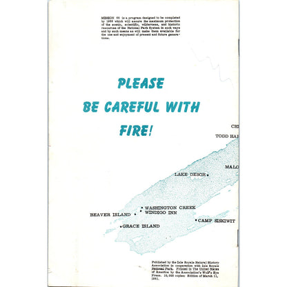 Vintage 1961 Isle Royale National Park Bulletin Travel Booklet TF4-B4