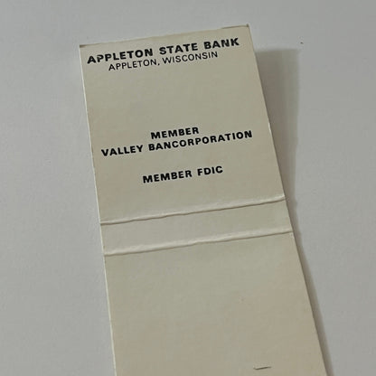 Appleton State Bank Appleton WI Vintage Matchbook Cover TB6-MB2-5