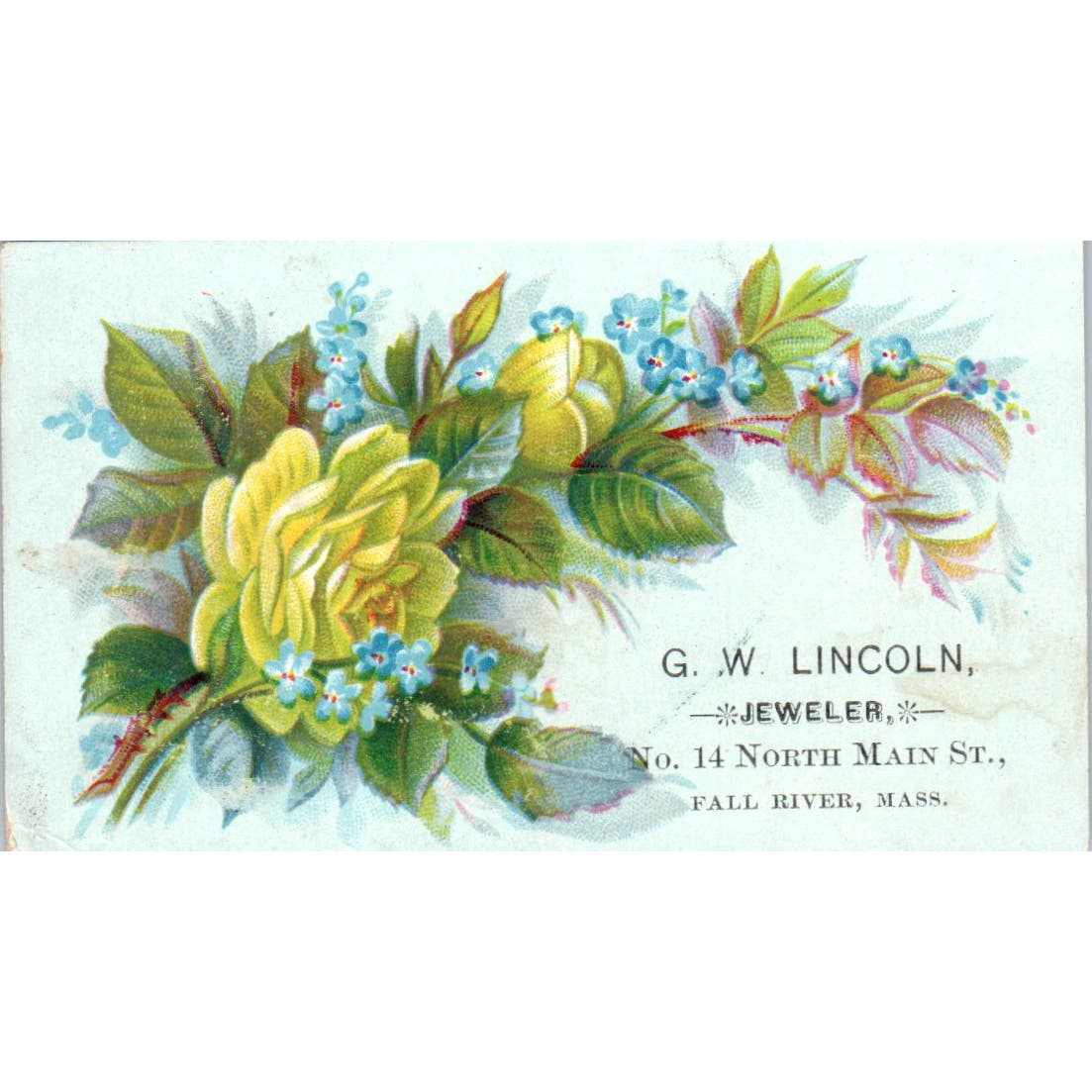 G.W. Lincoln Jewelers Fall River MA c1880 Victorian Trade Card AE5