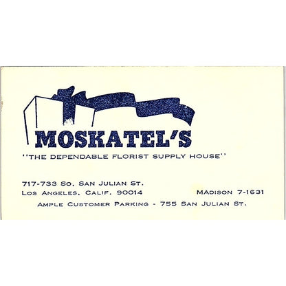 Moskatrel's, Madison Florist Supply Los Angeles, CA Vintage Business Card SF3-B8