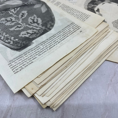 Huge Lot of Original Assorted Fashion Plates From 1857 Godey's Book L3-2-MG5