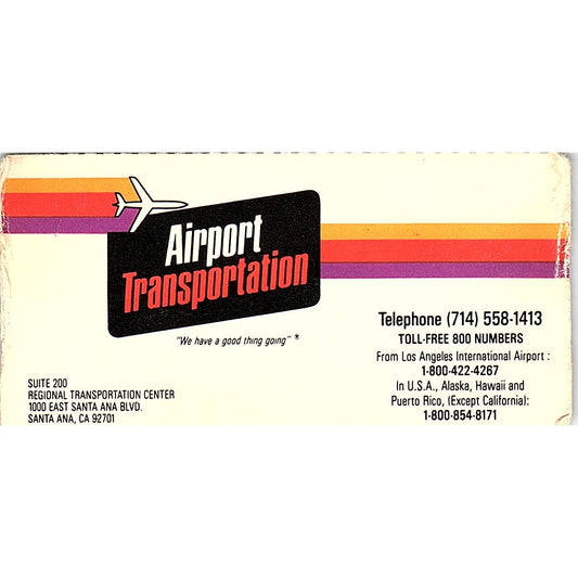 Airport Transportation Santa Ana CA Vintage Business Card TH2-B1