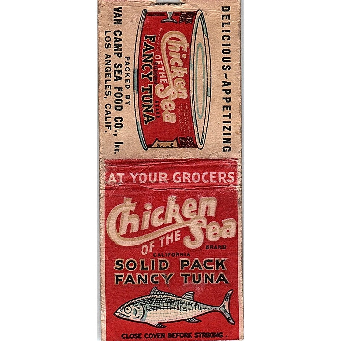Chicken of the Sea Tuna Vancamp Seafood Co Los Angeles Matchbook Cover SC7-Y7