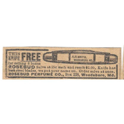 Rosebud Perfume Co Woodsboro MD Free Giveaway 1923 Magazine Ad Clip AE1-6
