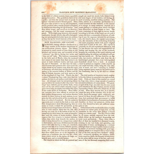 How Mackerel are Caught - Fishing - 4 Pages 1854 Article I19