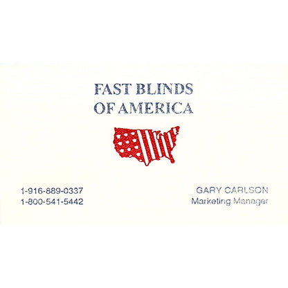 Gary Carlson Fast Blinds of America Vintage Business Card SD9-B14