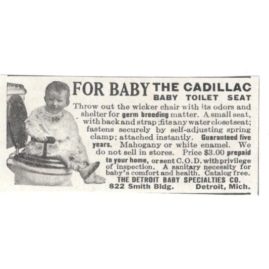 Cadillac Baby Toilet Seat Detroit Baby Specialty Co MI 1918 Magazine Ad AF1-SS3