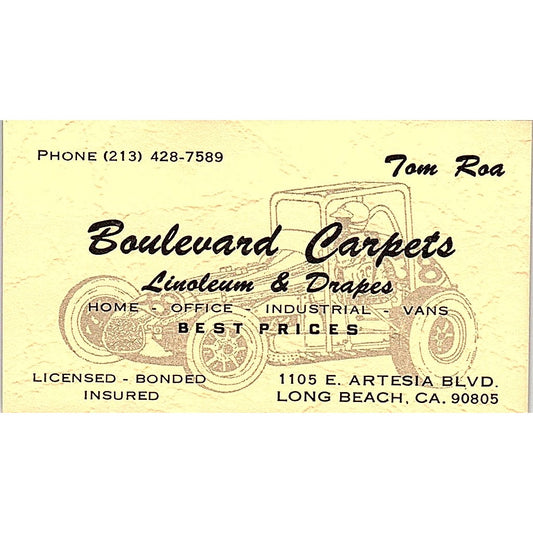 Boulevard Carpets Tom Roa Licensed bonded long beach CA Business Card SF3-B6