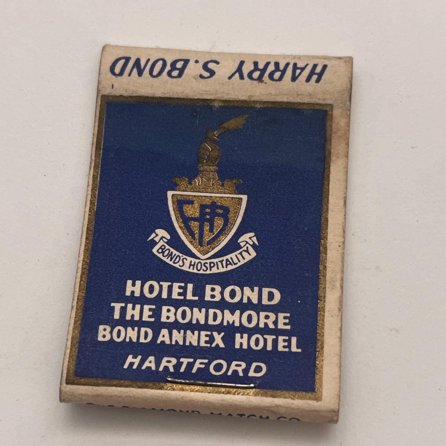 Hotel Bond Harry S. Bond Hartford CT Vintage Matchbook Cover TB8-MB2-7