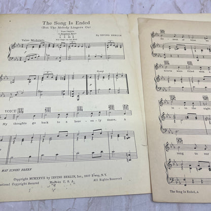 1927 Irving Berlin's The Song Is Ended Sheet Music TI8-S7