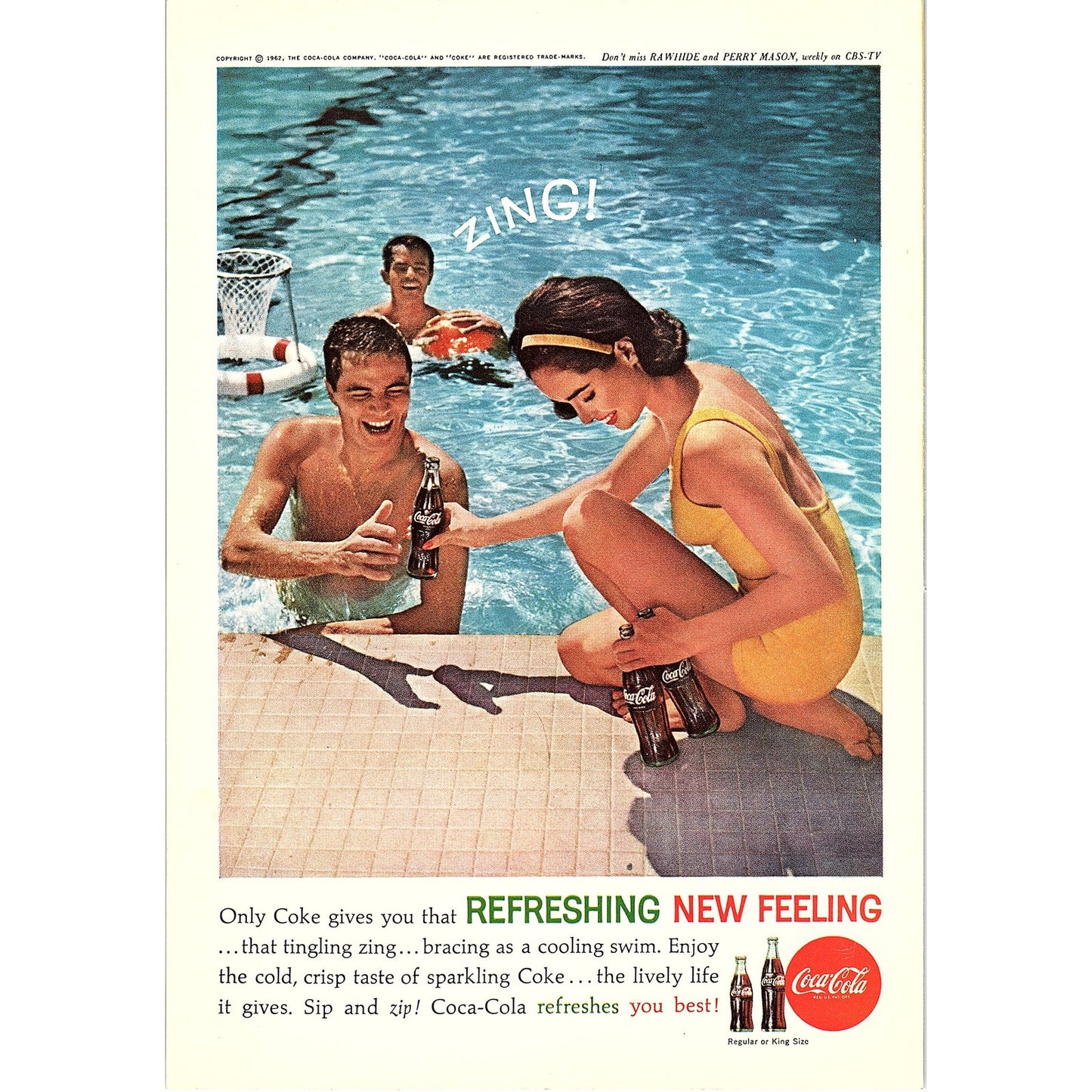 Teenagers Enjoying Coke Swimming At the Pool 1962 Coca-Cola Coke Ad 6.75x10 V18