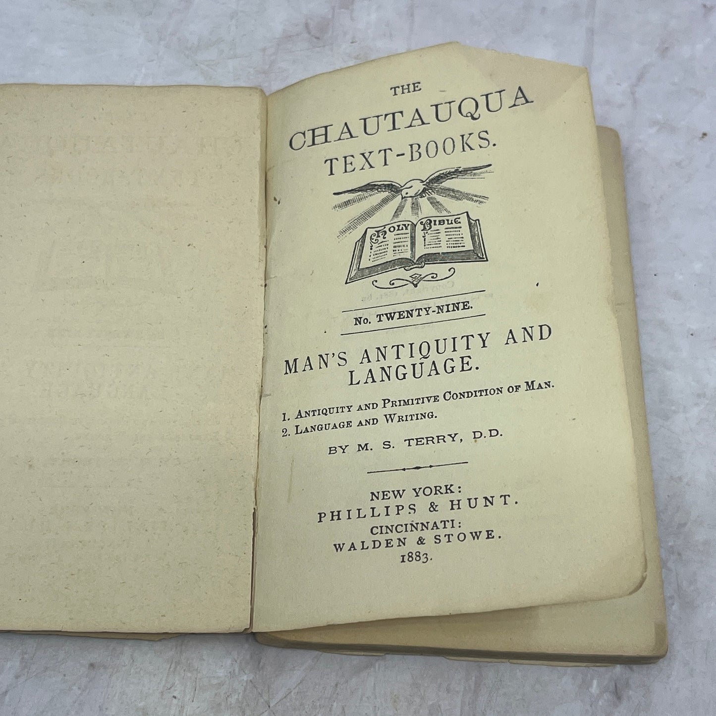 1883 Man's Antiquity & Language M.S. Terry Chautauqua No. 29 Pocket Book TB8-OB