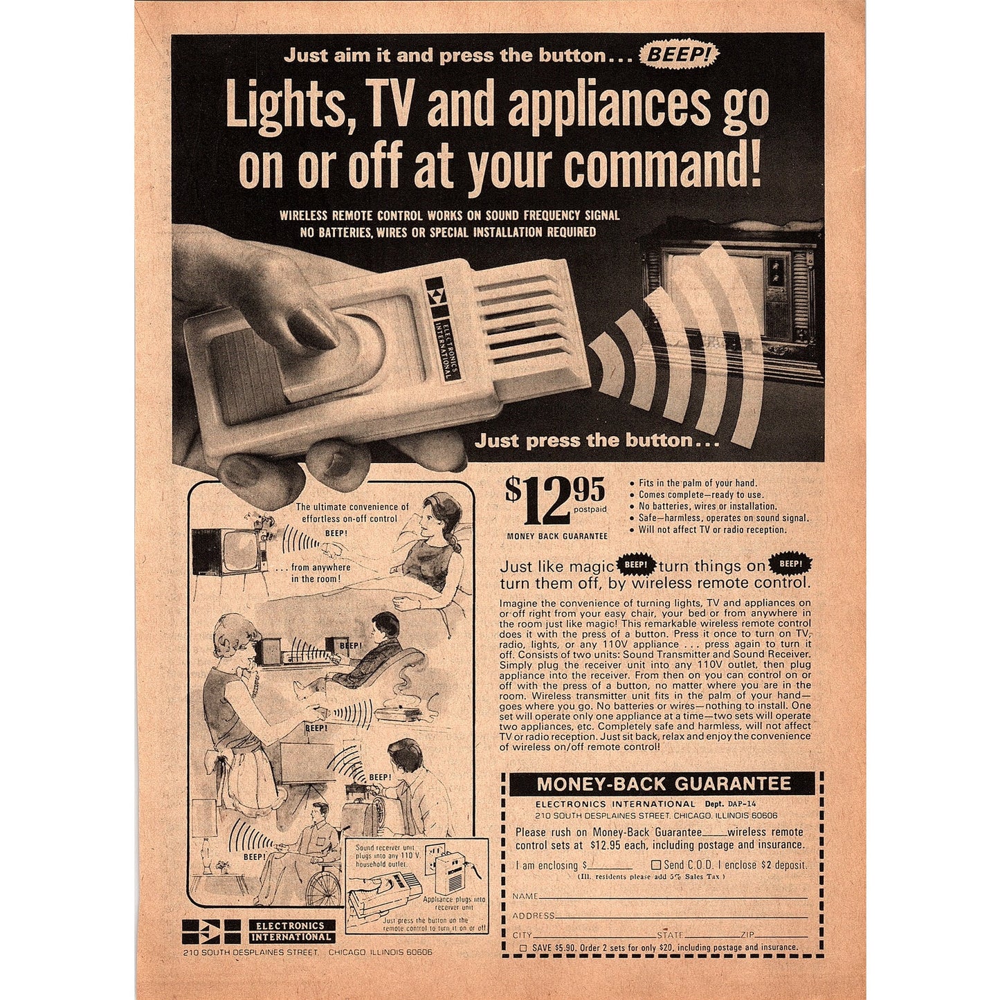 Wireless Remote Control Electronics International Chicago IL 1967 Ad AG1-17