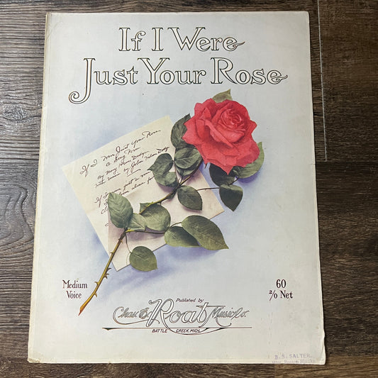 If I Were Just Your Rose Chas E. Roat 1916 Sheet Music V13