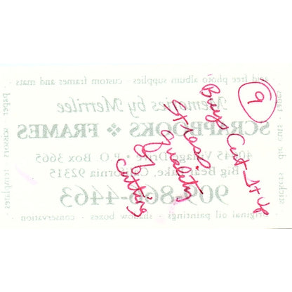 Memories by Merrilee Big Bear Lake CA Vintage Business Card SC9-B10