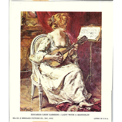 Eduardo Leon Garrido - Lady With a Mandolin Lithograph Vintage Art Print 4x5 V12