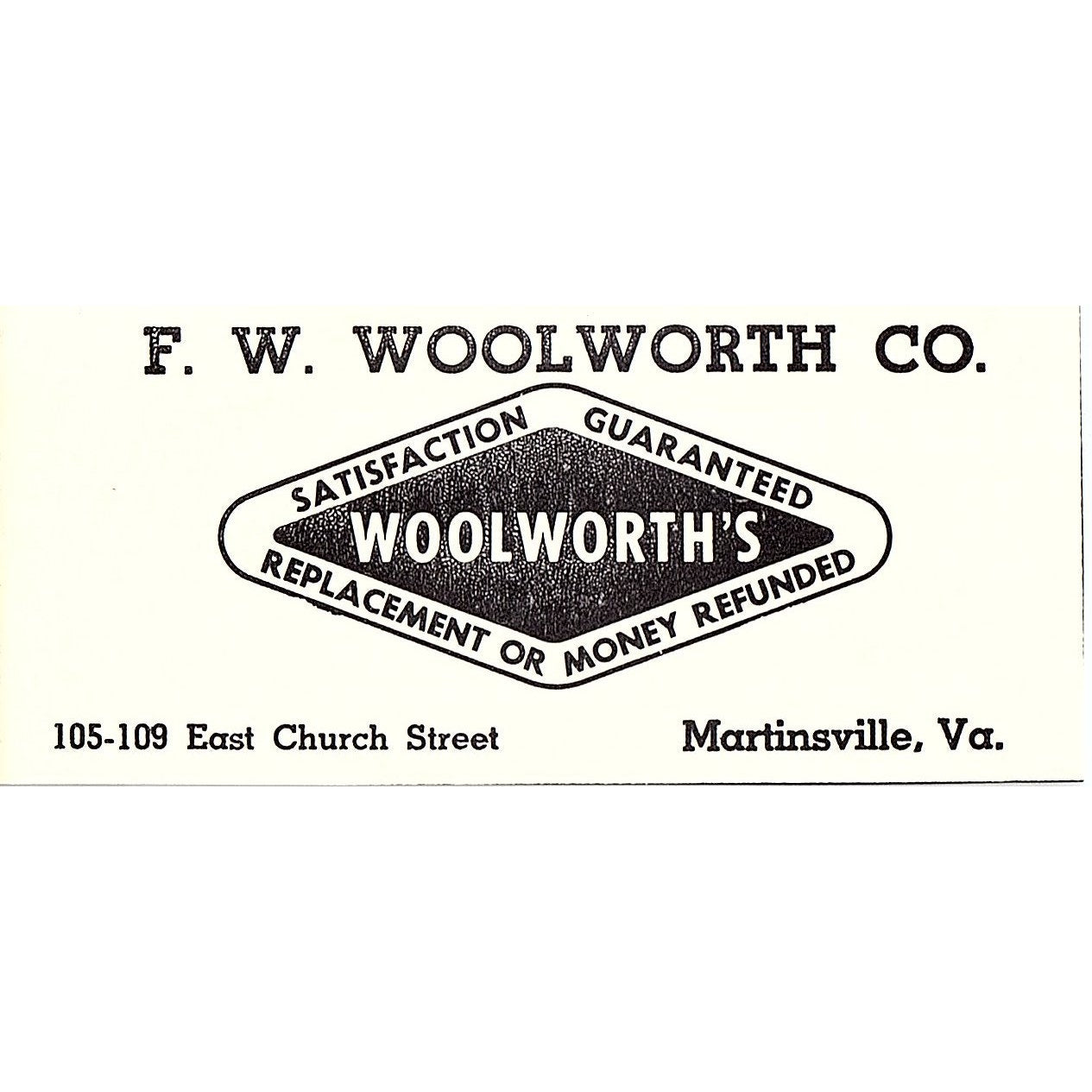 F.W. Woolworth Co Church Street Martinsville VA 1960s Ad AG2-M4