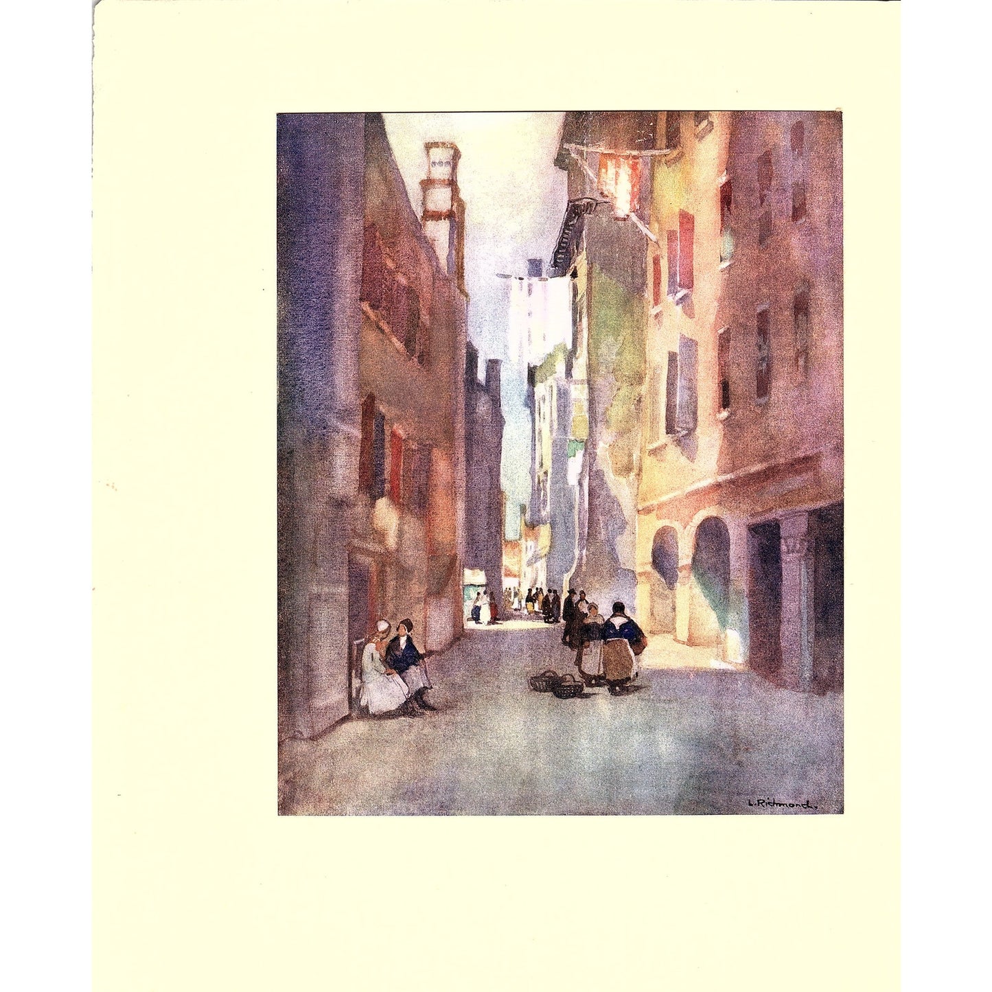 Street Scene Cityscape Chioggia Italy Leonard Richmond Art Print 6x7 V6