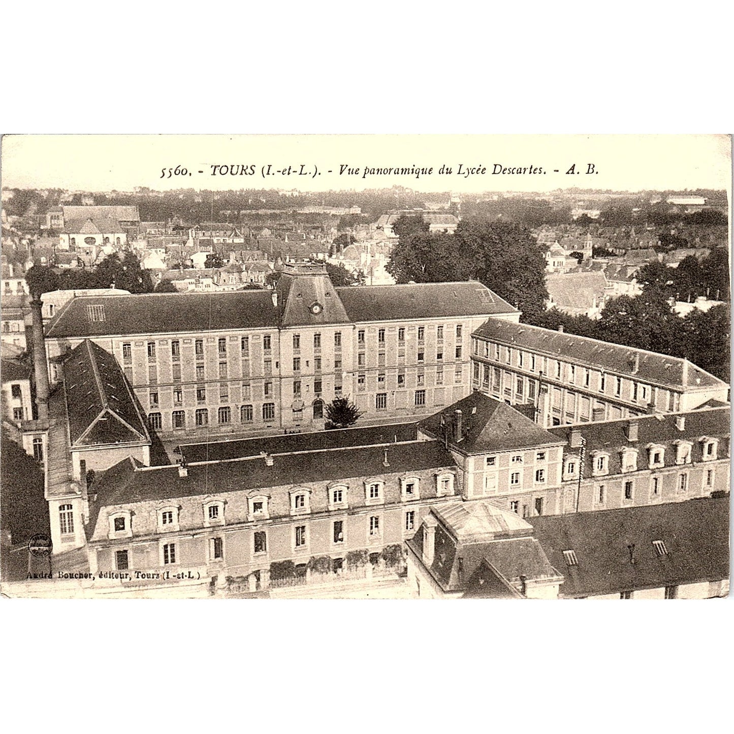 Vue Panoramique Du Lycée Descartes French Antique Postcard PE11