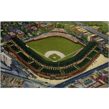 Wrigley Field Chicago Cubs Vintage Linen Postcard AF7-E11