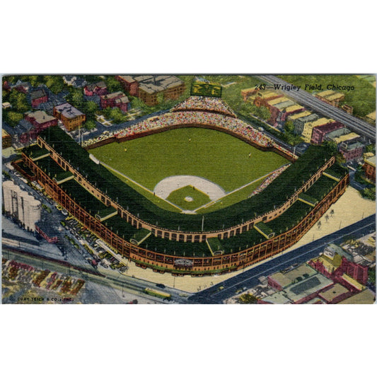 Wrigley Field Chicago Cubs Vintage Linen Postcard AF7-E11