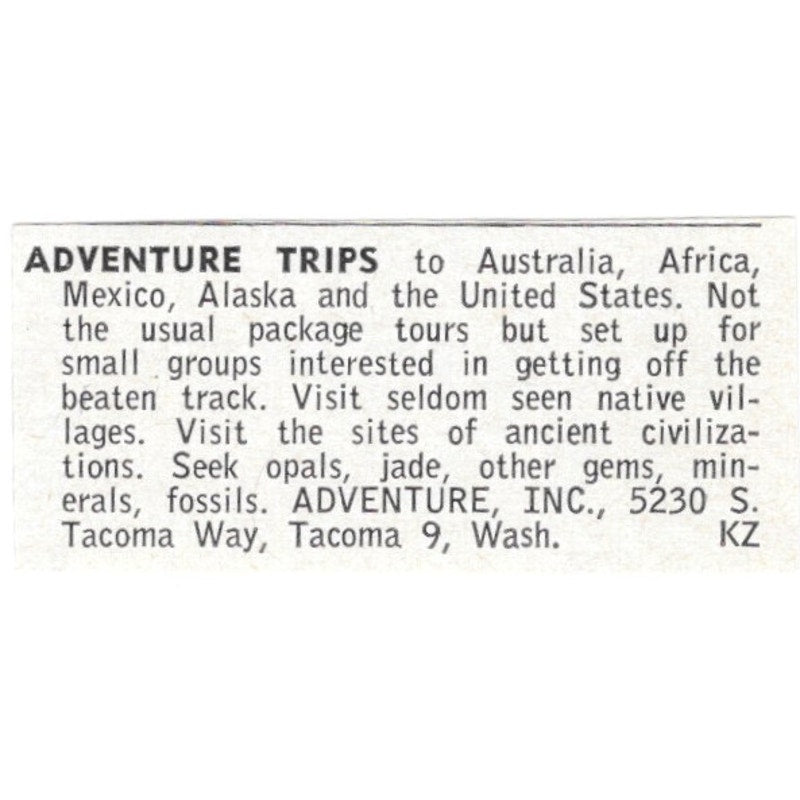 Adventure Trips Lapidary Rock Hunting Tacoma WA 1964 Magazine Ad AB6-LJS7