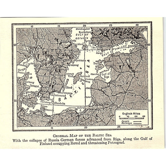 Map of Baltic Sea Collapse of Russian German Forces Riga 1919 WWI Print AG1-1