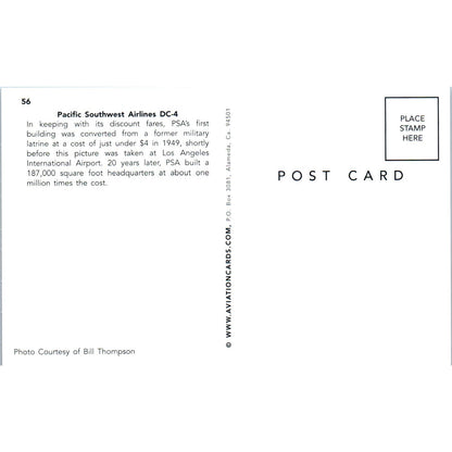 Pacific Southwest Airlines DC-4 Vintage Postcard PC18