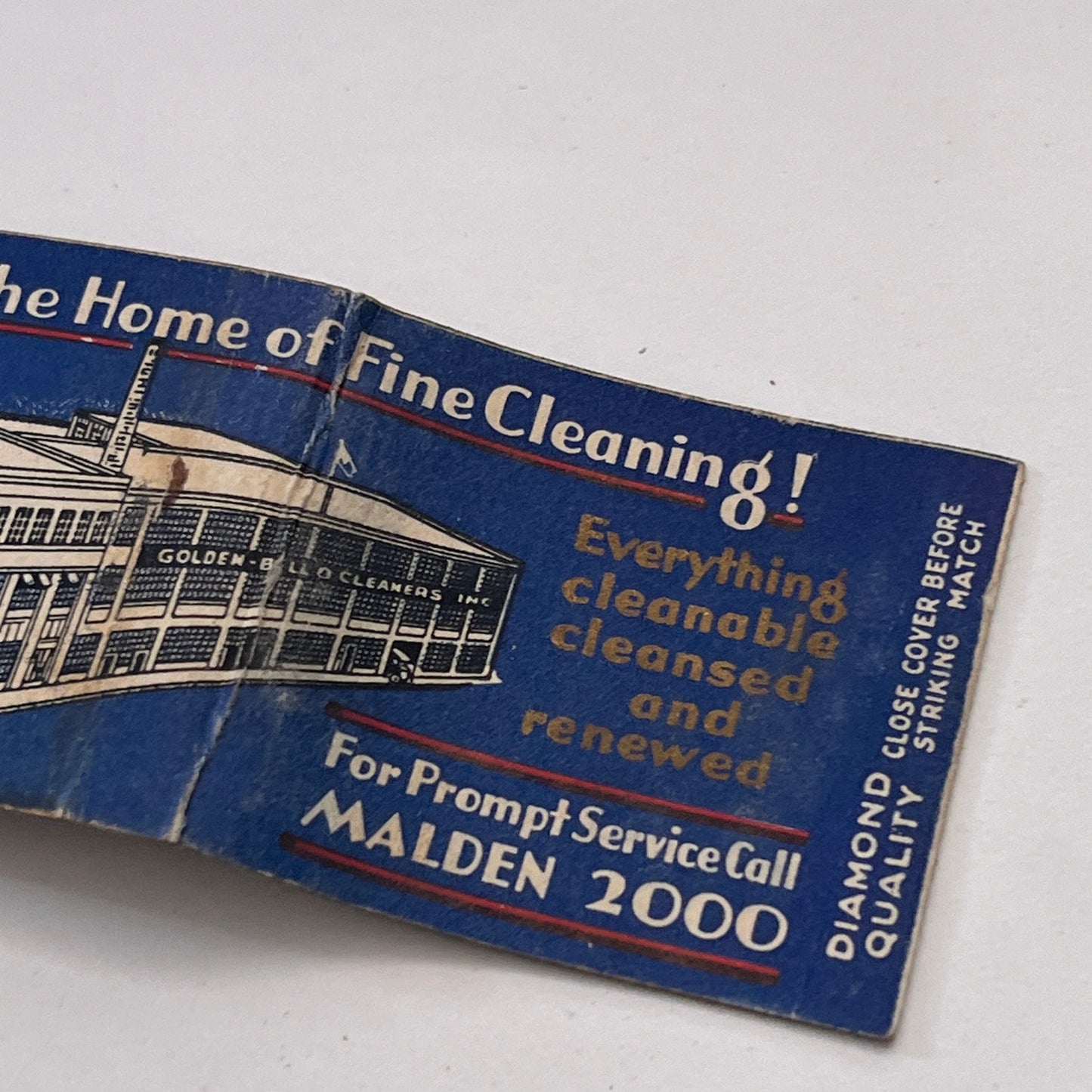Golden Bell Cleaners Inc Vintage Matchbook Cover TB8-MB-14