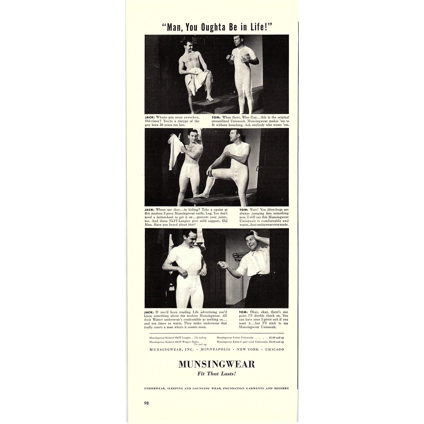 Munsingwear Underwear, Sleeping & Lounging Wear Minneapolis 1940 Ad V14-8
