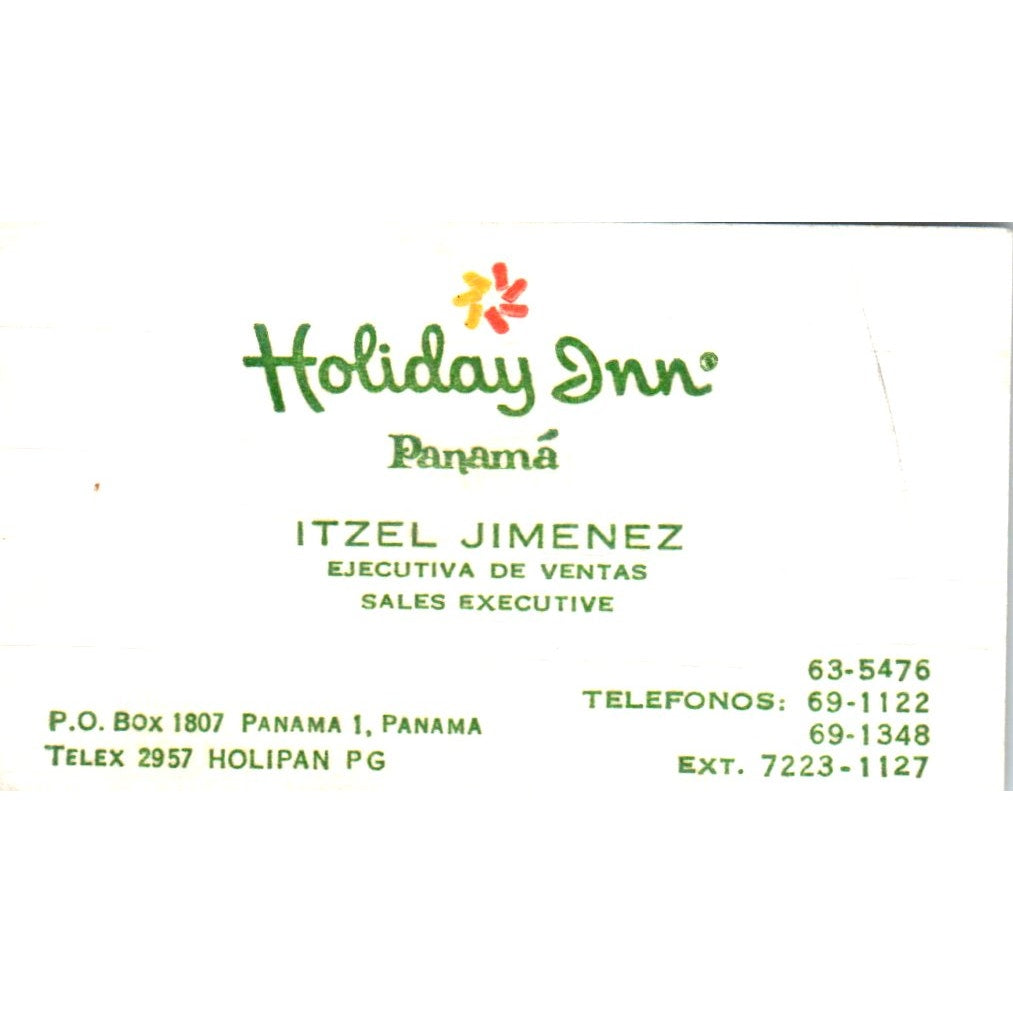 Itzel Jimenez Holiday Inn Panamá Vintage Business Card SD8-B17