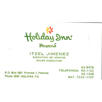 Itzel Jimenez Holiday Inn Panamá Vintage Business Card SD8-B17