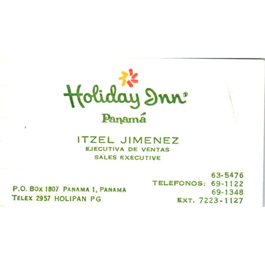 Itzel Jimenez Holiday Inn Panamá Vintage Business Card SD8-B17