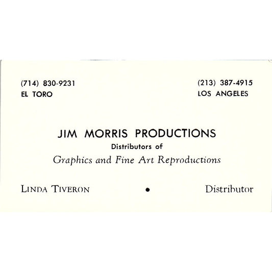 Jim Morris Productions Fine Art Linda Tiveron Los Angeles Business Card SE3-B11