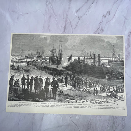 General Grover Recapture of Baton Rouge LA 1890s Engraving V14-6