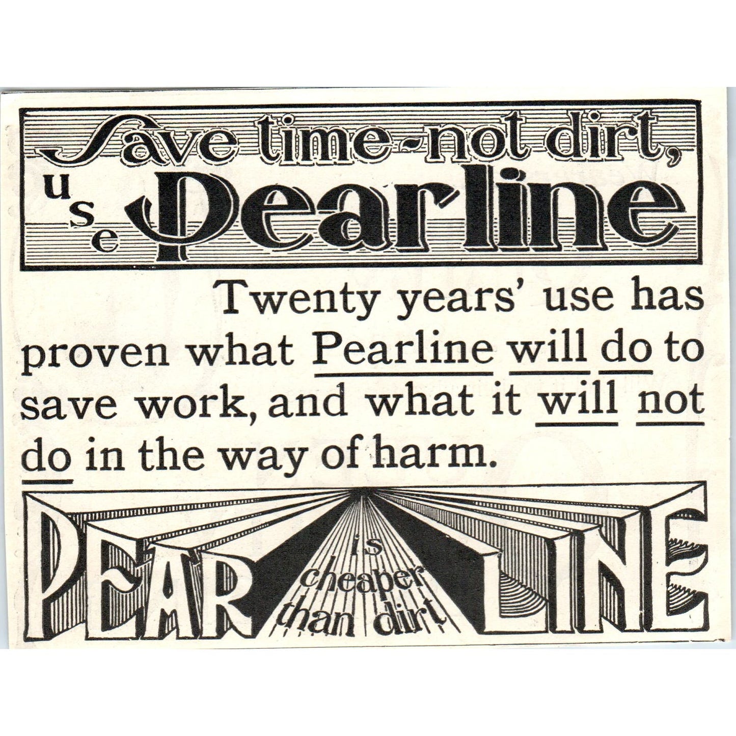 Pearline - Save Time, Not Dirt c1905 Original Magazine Advertisement AE7-A1