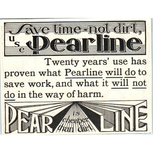 Pearline - Save Time, Not Dirt c1905 Original Magazine Advertisement AE7-A1