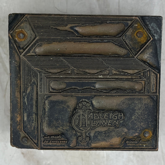 Hadleigh Linen - Vintage Letterpress Printers Block Plate TK3