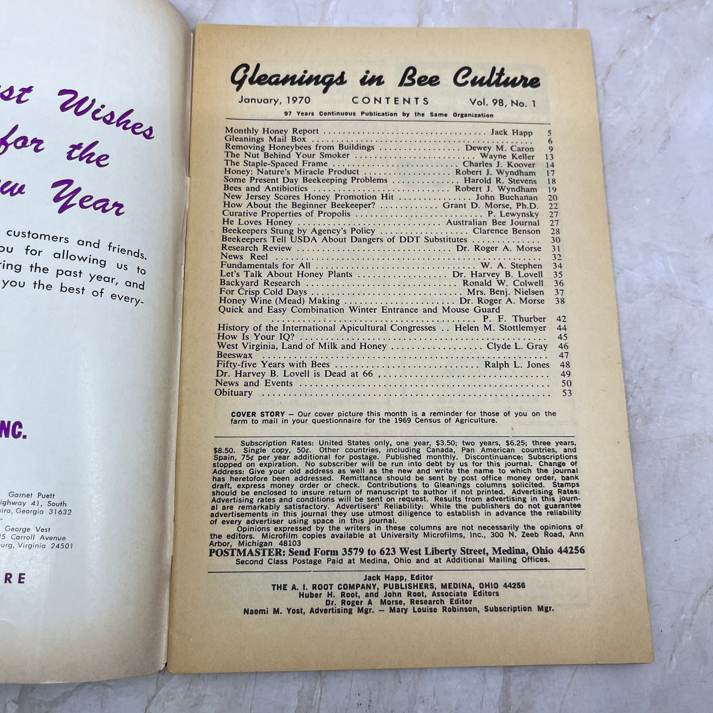 1970 Jan Gleanings in Bee Culture Magazine Bees Beekeeping Honey M8