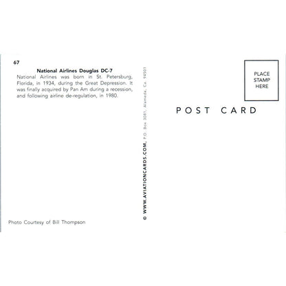 National Airlines Douglas DC-7 Vintage Postcard TG8-PC
