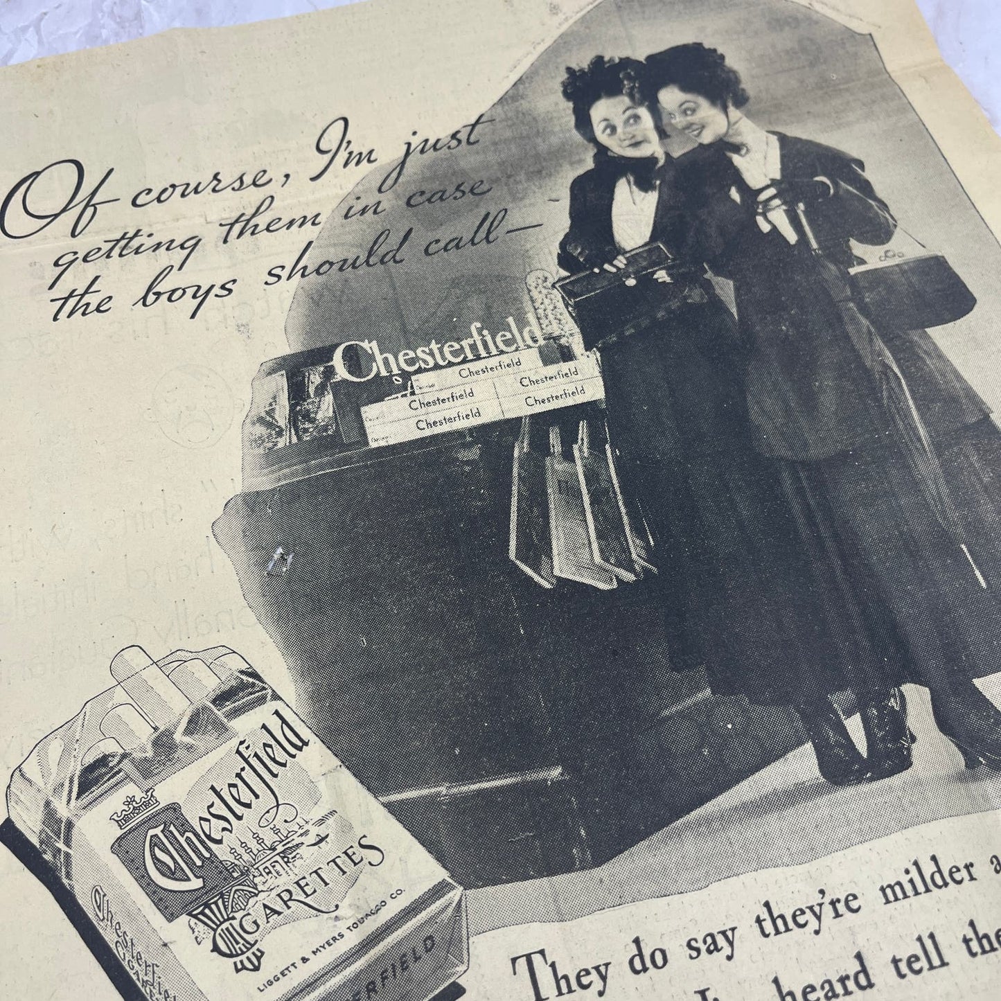 Chesterfield Cigarettes for Ladies 13x14" 1935 Minneapolis Journal Advert FL6-8