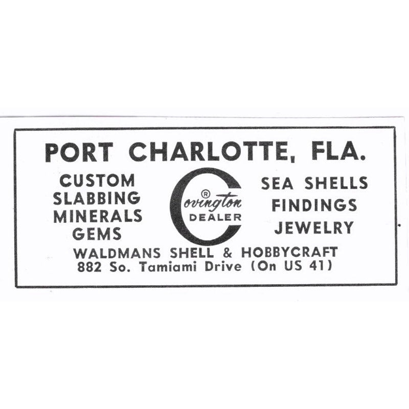 Waldman's Shell and Hobbycraft Lapidary Port Charlotte FL 1972 Ad AF8-S3